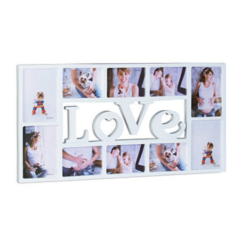 relaxdays Collage-Bilderrahmen LOVE weiß 72,0 x 36,5 cm, 1 St. – Bild 1 von 4