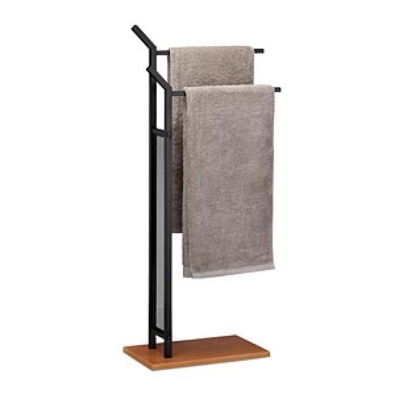relaxdays Handtuchständer schwarz, braun, 1 St. – Bild 1 von 7