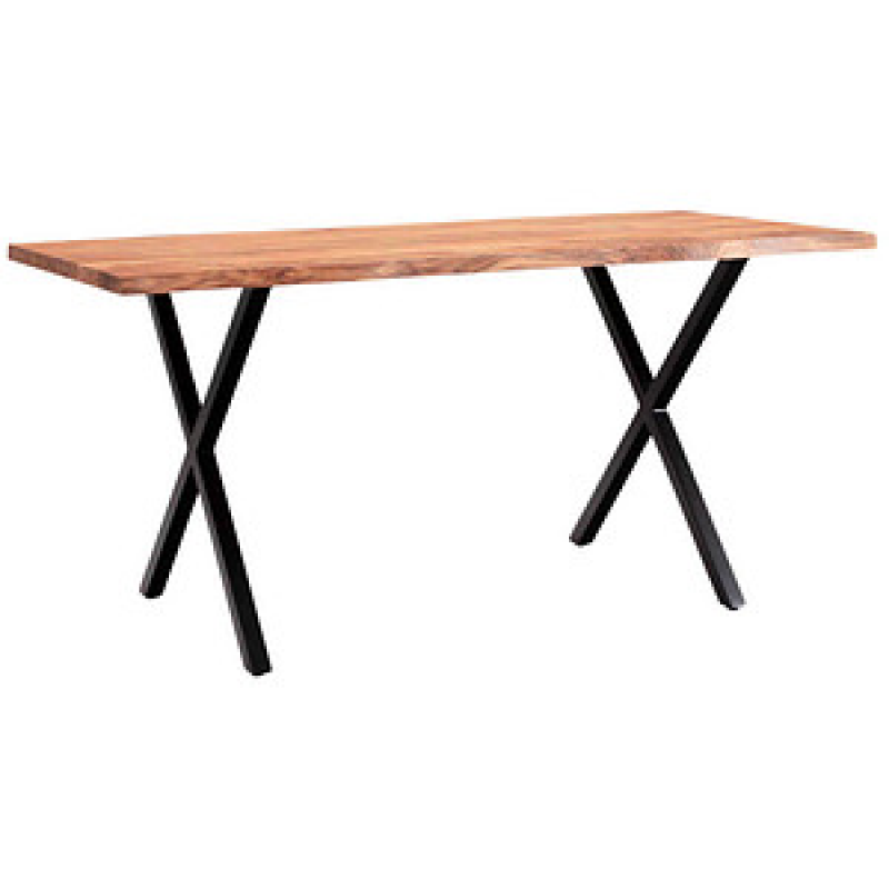 WOHNLING Esstisch akazie rechteckig, X-Fuß-Gestell schwarz, 180,0 x 90,0 x 76,0 cm – Bild 1 von 5