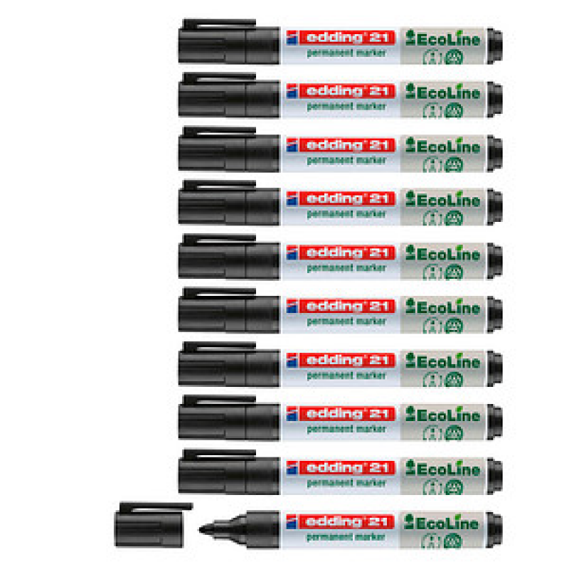 edding 21 EcoLine Permanentmarker schwarz 1,5 - 3,0 mm, 10 St. – Bild 1 von 9