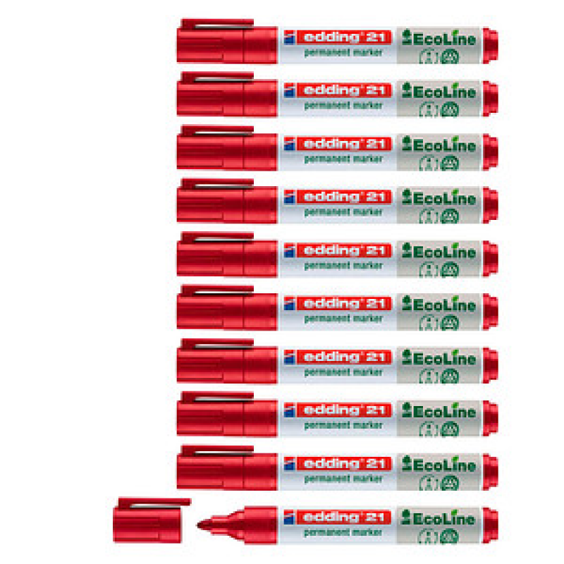 edding 21 EcoLine Permanentmarker rot 1,5 - 3,0 mm, 10 St. – Bild 1 von 9