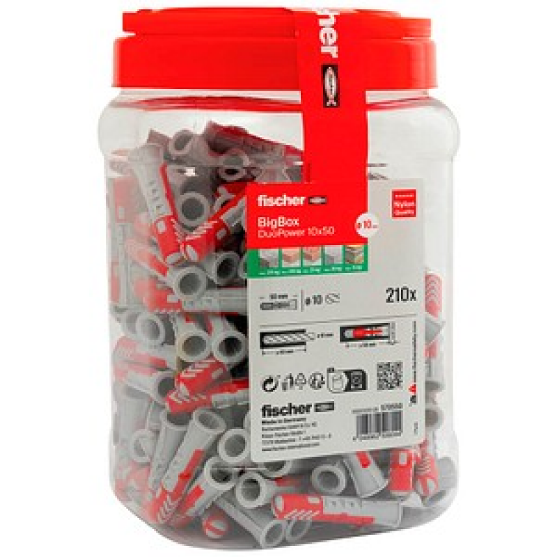 AKTION: fischer BigBox - DuoPower 10x50 570550 Universaldübel Ø 10 mm x 50 mm, 210 St. mit Prämie nach Registrierung – Bild 1 von 2