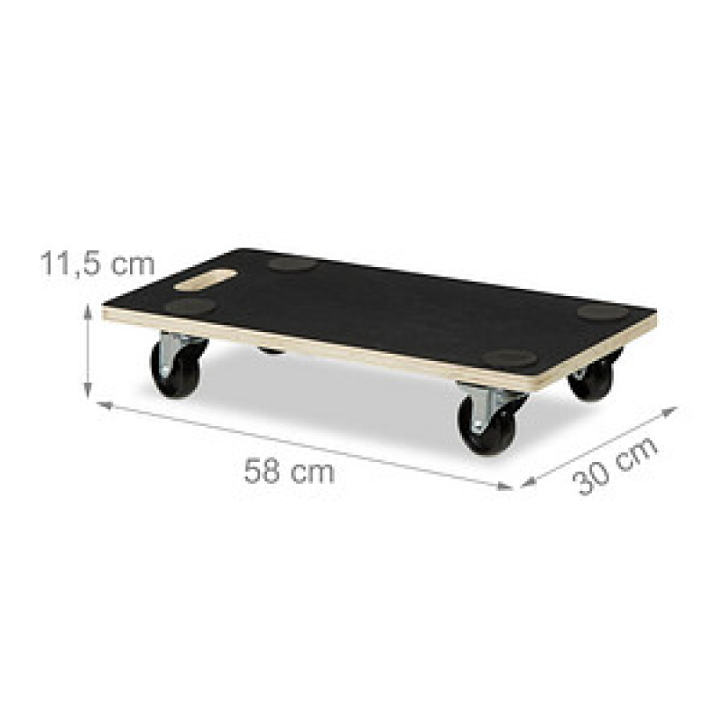 relaxdays Transportroller schwarz 58,0 x 30,0 x 11,5 cm bis 400,0 kg – Bild 1 von 8