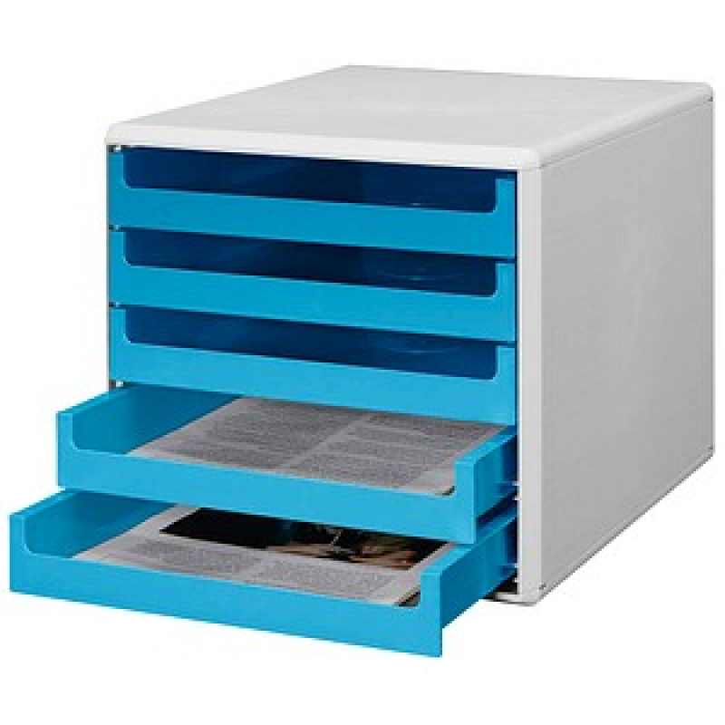 M&M Schubladenbox ocean-blue 30050961, DIN A4 mit 5 Schubladen, 1 St. – Bild 1 von 2