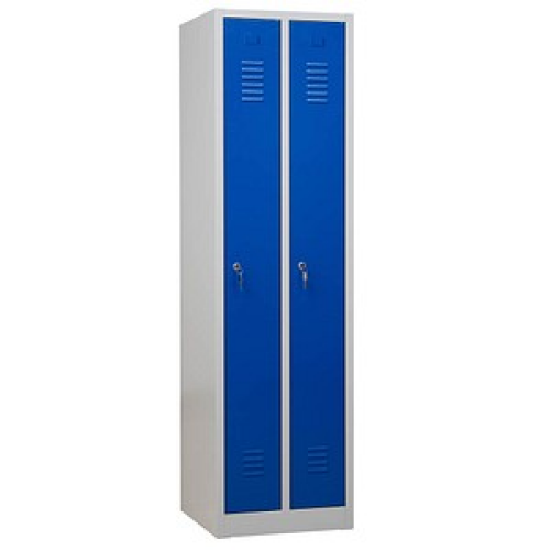 Gürkan Spind lichtgrau, enzianblau 104652, 2 Schließfächer 50,0 x 50,0 x 180,0 cm – Bild 1 von 6
