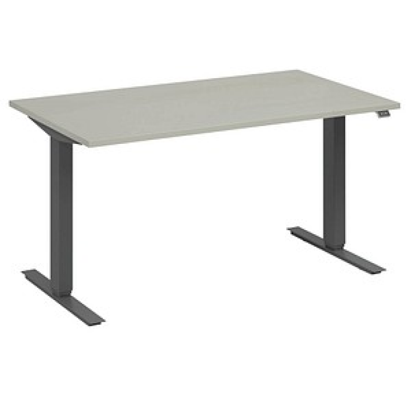 fm Move elektrisch höhenverstellbarer Schreibtisch lichtgrau, anthrazit metallic rechteckig, T-Fuß-Gestell grau 140,0 x 80,0 cm – Bild 1 von 5