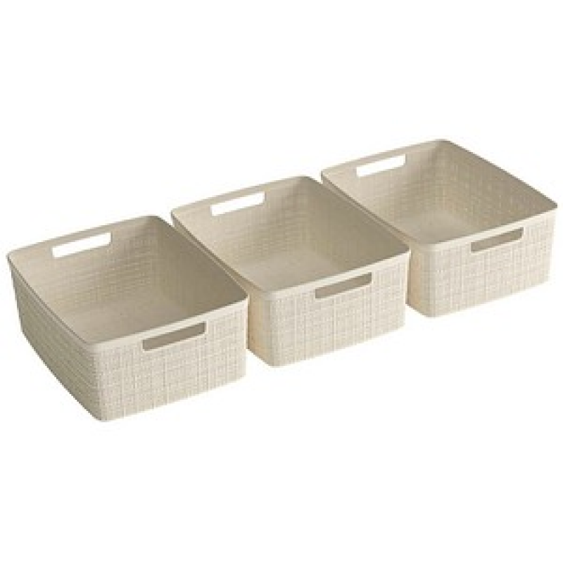 curver JUTE RECYCLING Aufbewahrungskörbe-Set weiß, 3 St. – Bild 1 von 6