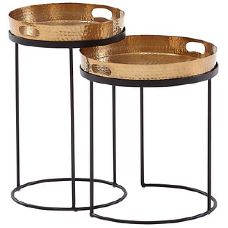 WOHNLING Beistelltische-Set rund Aluminium gold, 1 Set – Bild 1 von 9