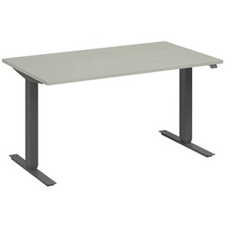 fm Move elektrisch höhenverstellbarer Schreibtisch lichtgrau, anthrazit metallic rechteckig, T-Fuß-Gestell grau 180,0 x 80,0 cm – Bild 1 von 5
