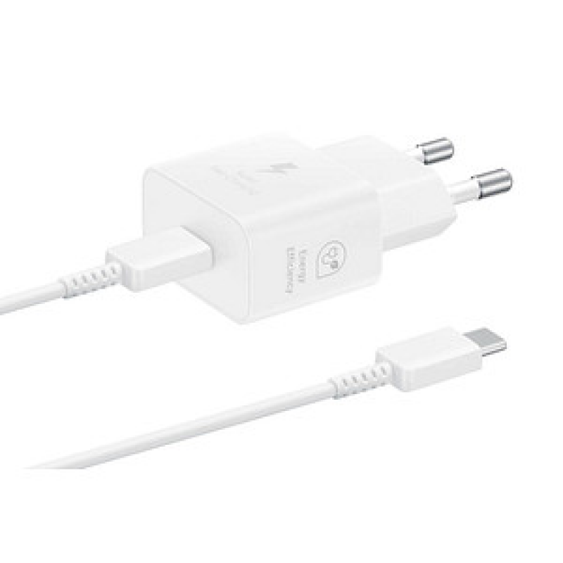 Samsung Schnellladegerät T2510 USB-C 25W mit Datenkabel, Weiß – Bild 1 von 5