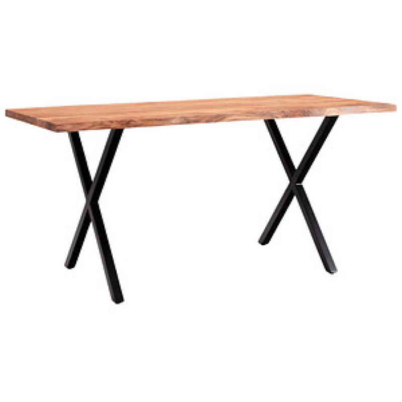 WOHNLING Esstisch akazie rechteckig, X-Fuß-Gestell schwarz, 160,0 x 80,0 x 76,0 cm – Bild 1 von 5