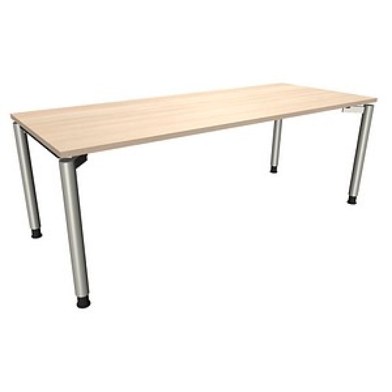 fm fastline höhenverstellbarer Schreibtisch akazie rechteckig, 4-Fuß-Gestell silber 200,0 x 80,0 cm – Bild 1 von 2
