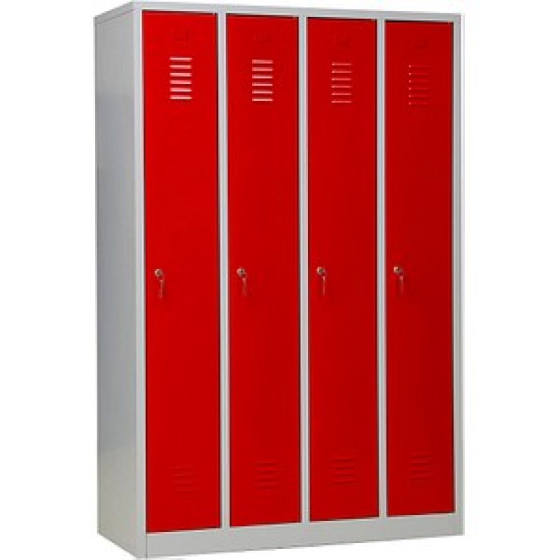 Gürkan Spind lichtgrau, feuerrot 105034, 4 Schließfächer 117,0 x 50,0 x 180,0 cm – Bild 1 von 6