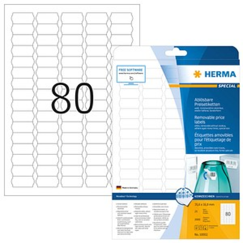 HERMA Etiketten 10002 weiß 35,6 x 16,9 mm, 25 Blatt – Bild 1 von 5