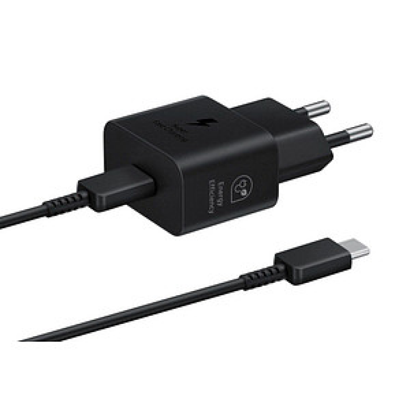 Samsung Schnellladegerät T2510 USB-C 25W mit Datenkabel, Schwarz – Bild 1 von 5