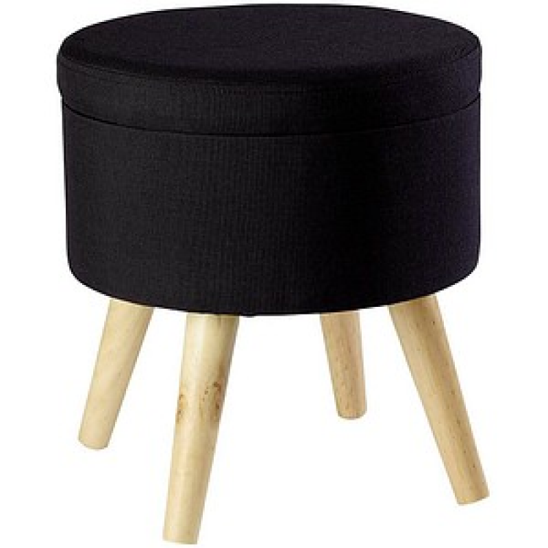 Echtwerk Wohnzimmer-Hocker mit Stauraum Max EW-SH-0455 schwarz, 1 St. – Bild 1 von 3