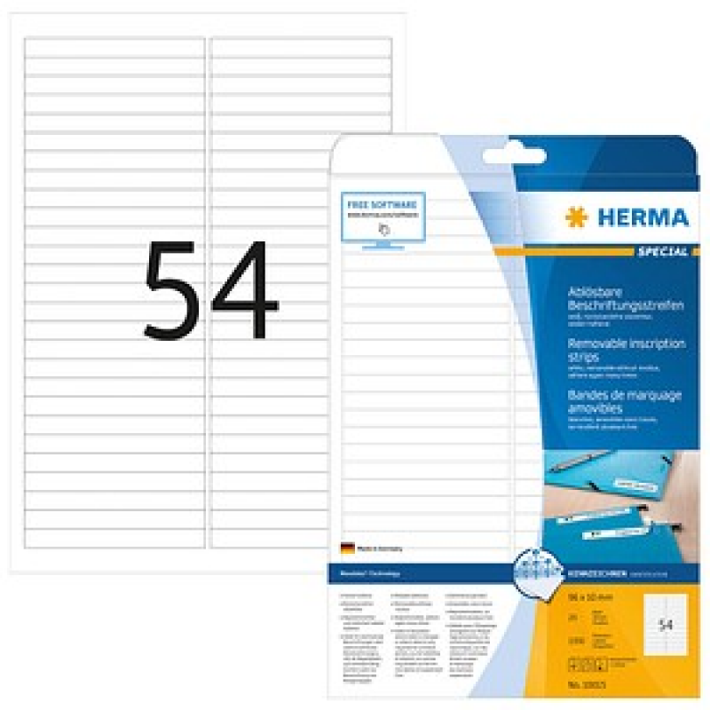 HERMA Etiketten 10015 weiß 96,0 x 10,0 mm, 25 Blatt – Bild 1 von 5