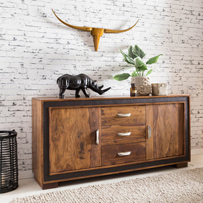 WOHNLING Sideboard, WL5.193 sheesham 160,0 x 44,0 x 80,0 cm, 1 St. – Bild 1 von 7