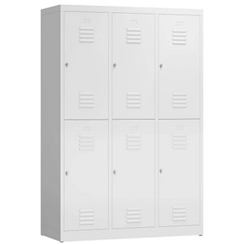 ClassiX Spind signalweiß X-523237, 6 Schließfächer 118,5 x 50,0 x 180,0 cm – Bild 1 von 3