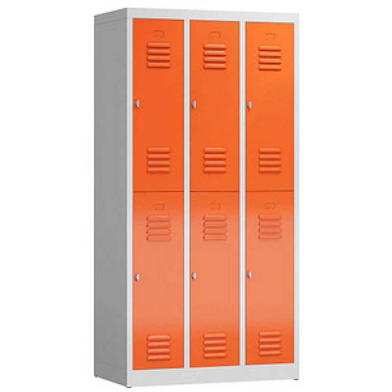 ClassiX Spind feuerrot, lichtgrau X-520234, 6 Schließfächer 87,0 x 50,0 x 180,0 cm – Bild 1 von 3