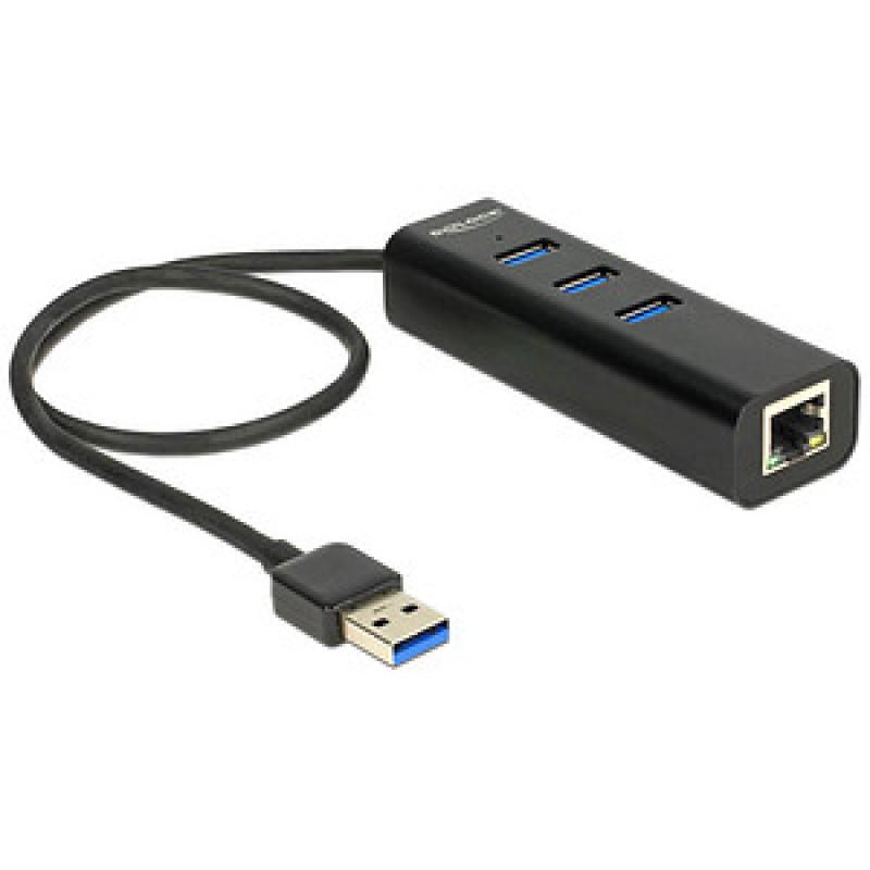 DeLOCK USB-Hub 3-fach schwarz