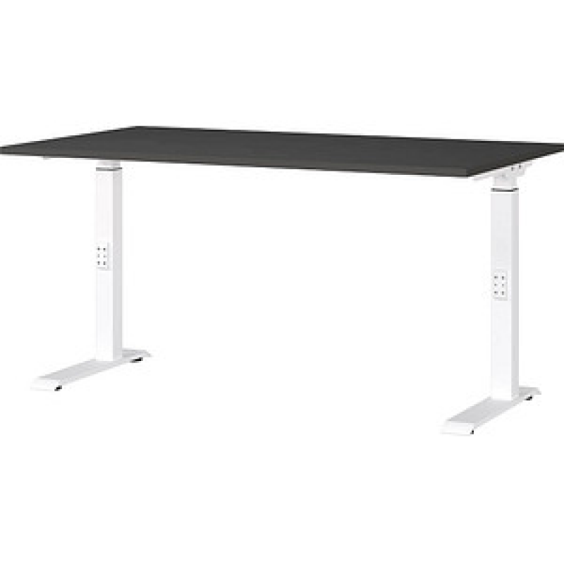 GERMANIA DOWNEY höhenverstellbarer Schreibtisch grafit rechteckig, C-Fuß-Gestell weiß 140,0 x 80,0 cm – Bild 1 von 5