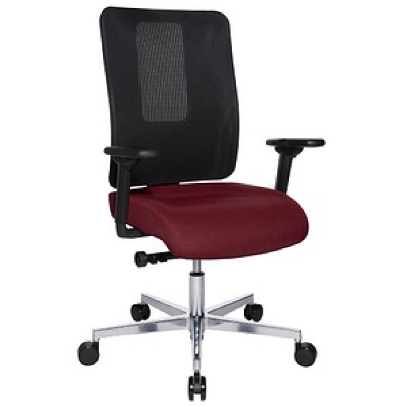 Topstar Bürostuhl Sitness Open X (N) Deluxe Alu mit Schiebesitz, OX39WTW2 T270 Stoff rot, Gestell alu – Bild 1 von 7