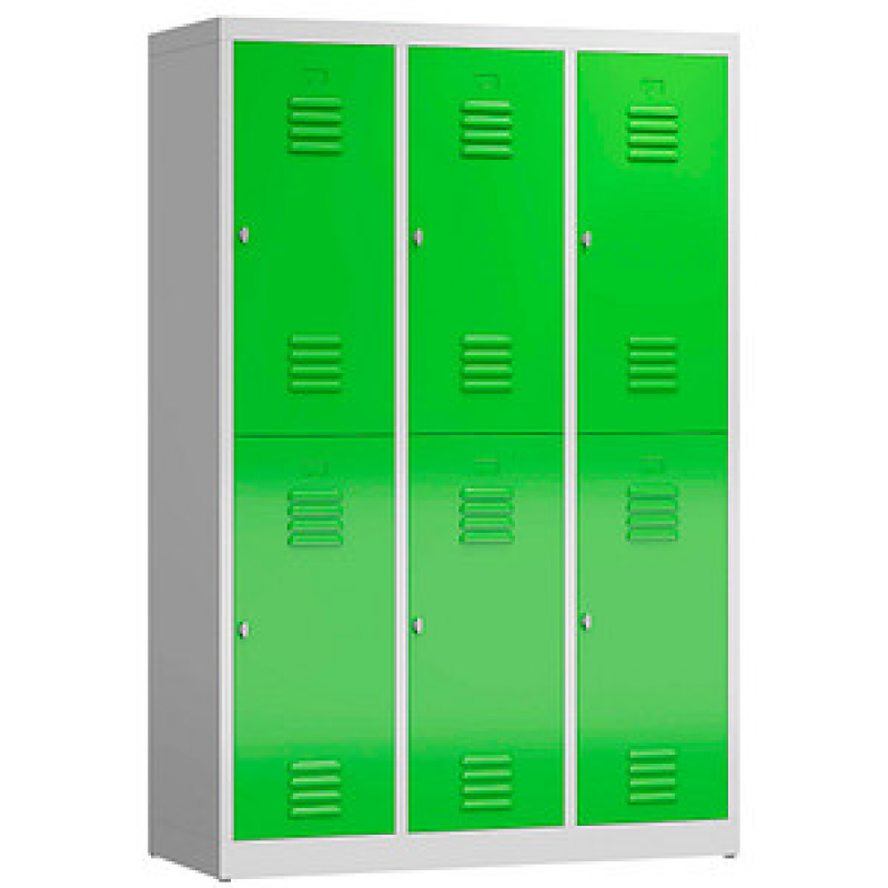 ClassiX Spind gelbgrün, lichtgrau X-523235, 6 Schließfächer 118,5 x 50,0 x 180,0 cm – Bild 1 von 3