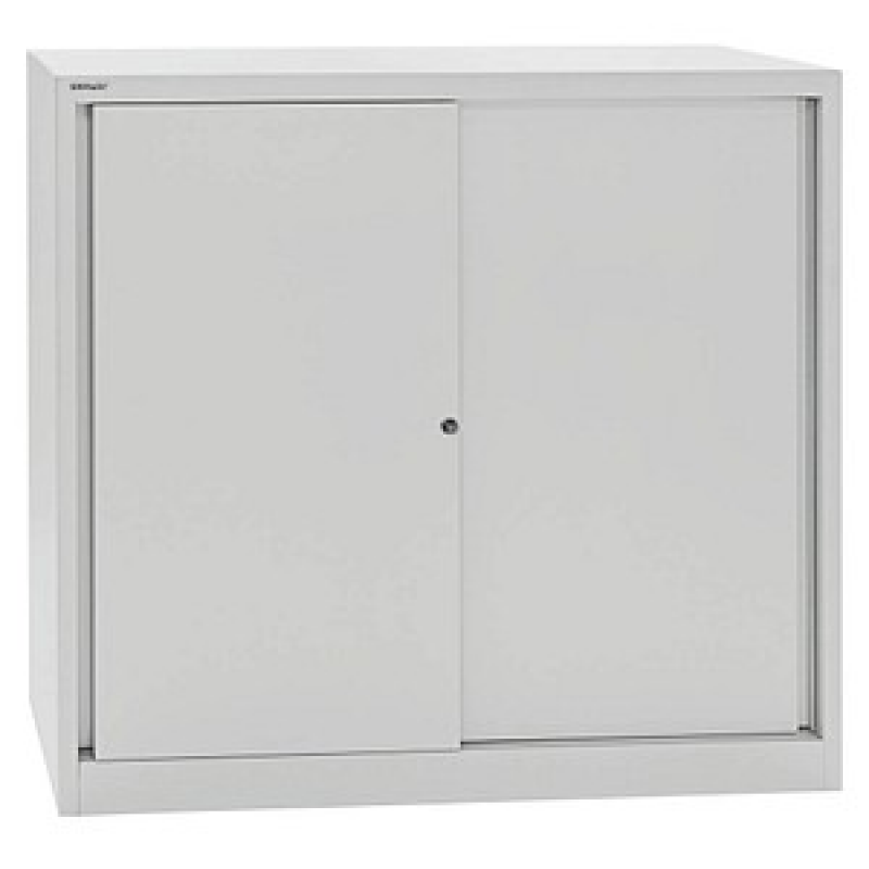 BISLEY Schiebetürenschrank ECO, SD12112S645 lichtgrau 2 Fachböden 120,0 x 43,0 x 118,1 cm – Bild 1 von 7
