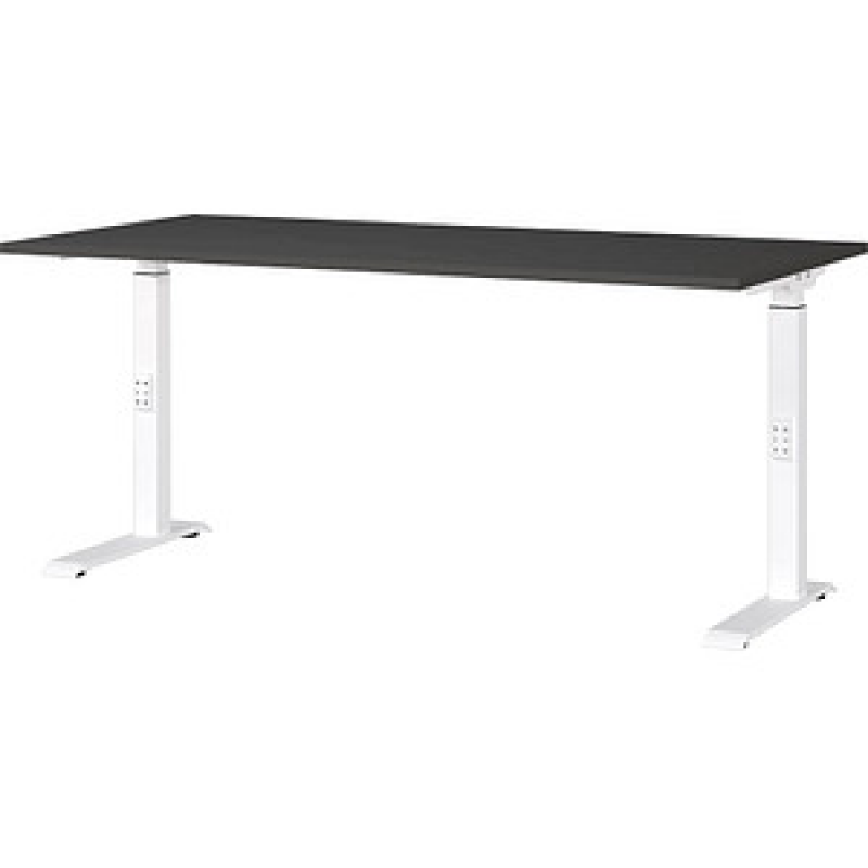 GERMANIA DOWNEY höhenverstellbarer Schreibtisch grafit rechteckig, C-Fuß-Gestell weiß 160,0 x 80,0 cm – Bild 1 von 5