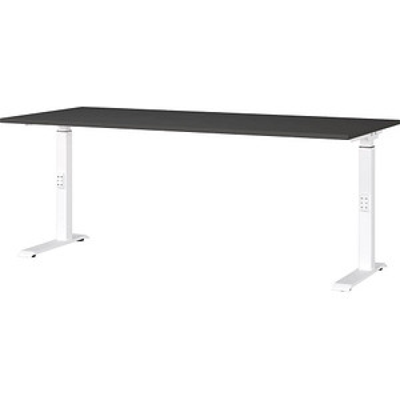 GERMANIA DOWNEY höhenverstellbarer Schreibtisch grafit rechteckig, C-Fuß-Gestell weiß 180,0 x 80,0 cm – Bild 1 von 5