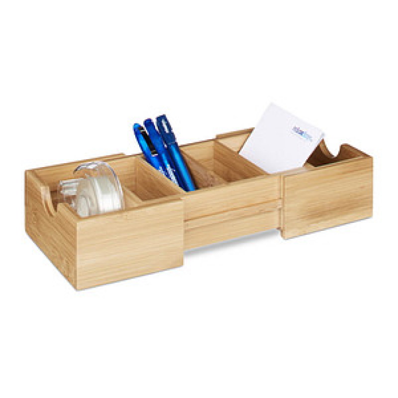 relaxdays Karteikasten DIN A8 braun ohne Deckel – Bild 1 von 7