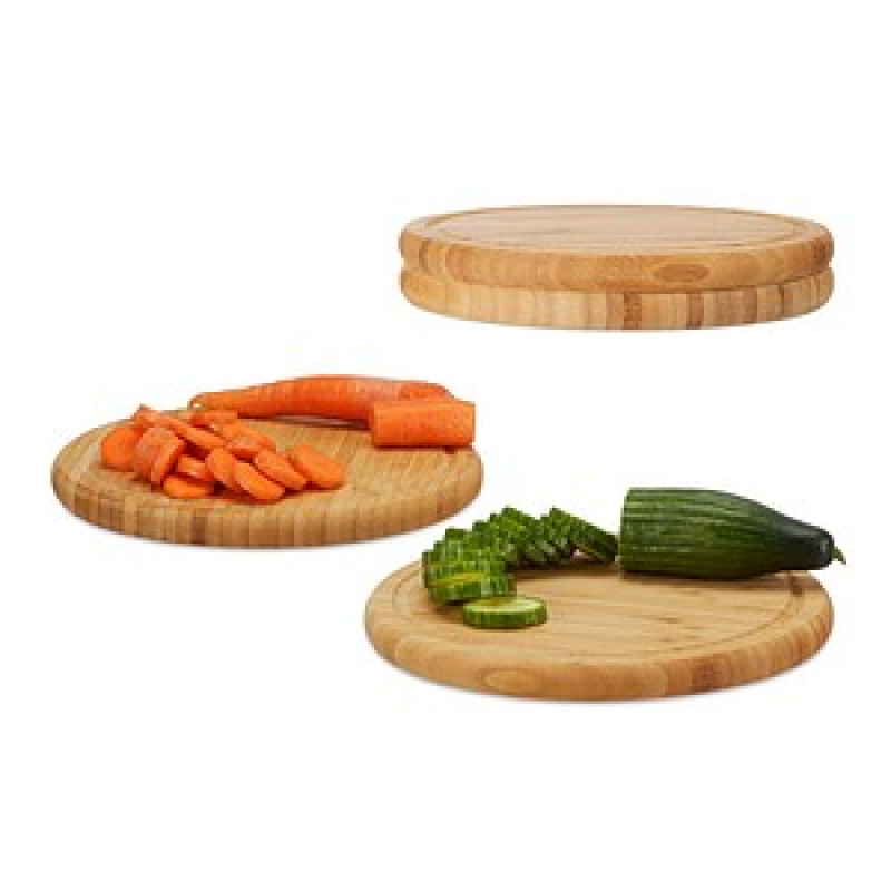relaxdays Frühstücksbretter Natur Ø 25,0 cm 4-tlg., 4 St. – Bild 1 von 3