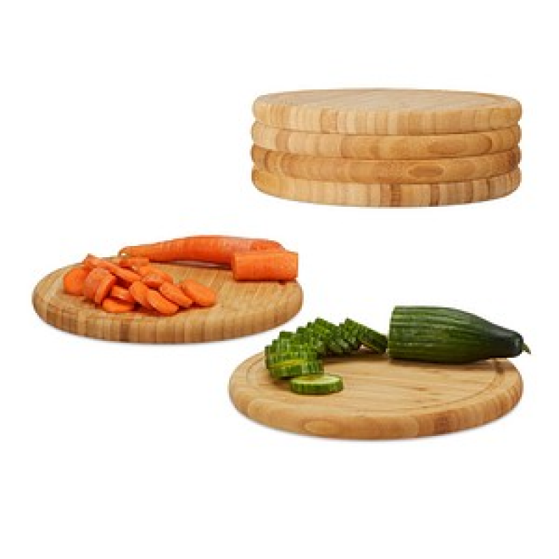 relaxdays Frühstücksbretter Natur Ø 25,0 cm 6-tlg., 6 St. – Bild 1 von 3