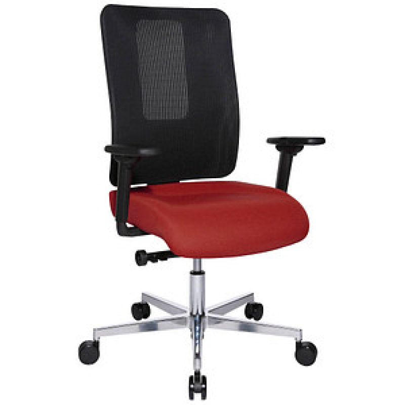 Topstar Bürostuhl Sitness Open X (N) Deluxe Alu mit Schiebesitz, OX39WTW2 T210 Stoff rot, Gestell alu – Bild 1 von 7