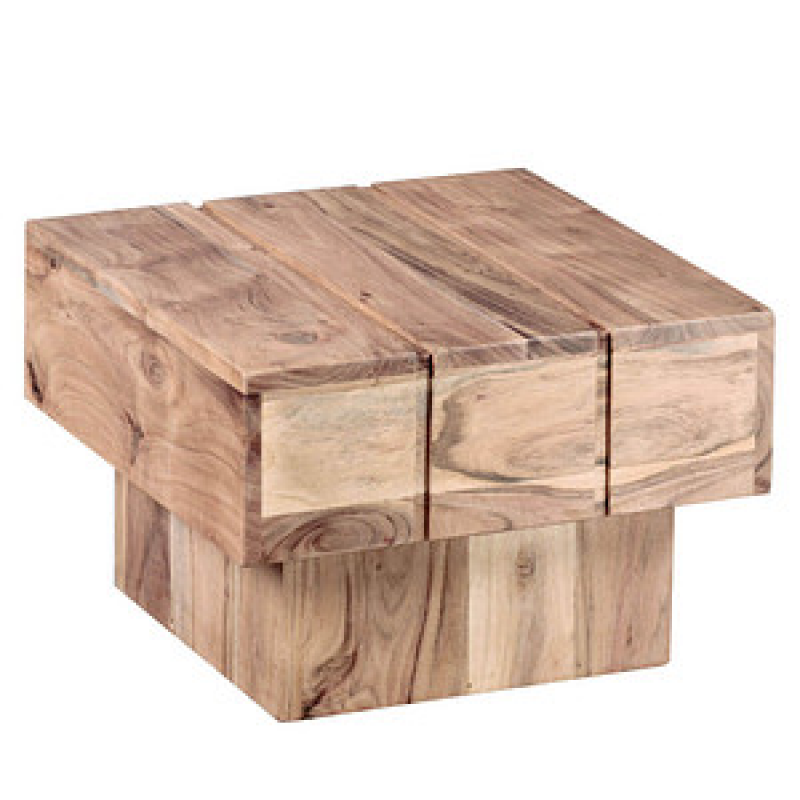 WOHNLING Beistelltisch quadratisch Massivholz akazie 44,0 x 44,0 x 30,0 cm, 1 St. – Bild 1 von 8