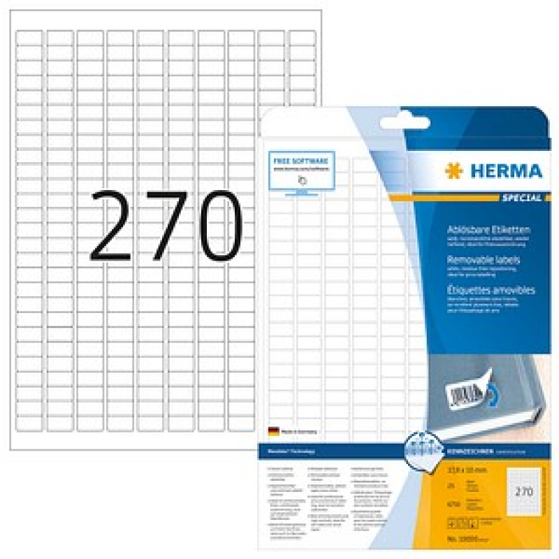 HERMA Etiketten 10000 weiß 17,8 x 10,0 mm, 25 Blatt – Bild 1 von 5