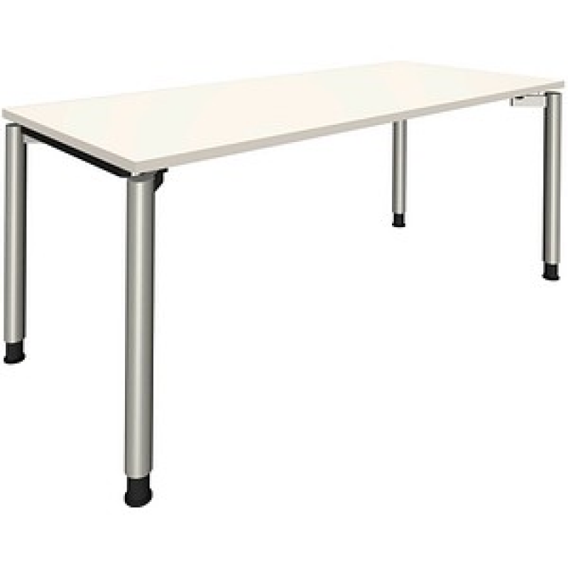 fm Sidney höhenverstellbarer Schreibtisch weiß rechteckig, 4-Fuß-Gestell Rundrohr silber 180,0 x 80,0 cm – Bild 1 von 2