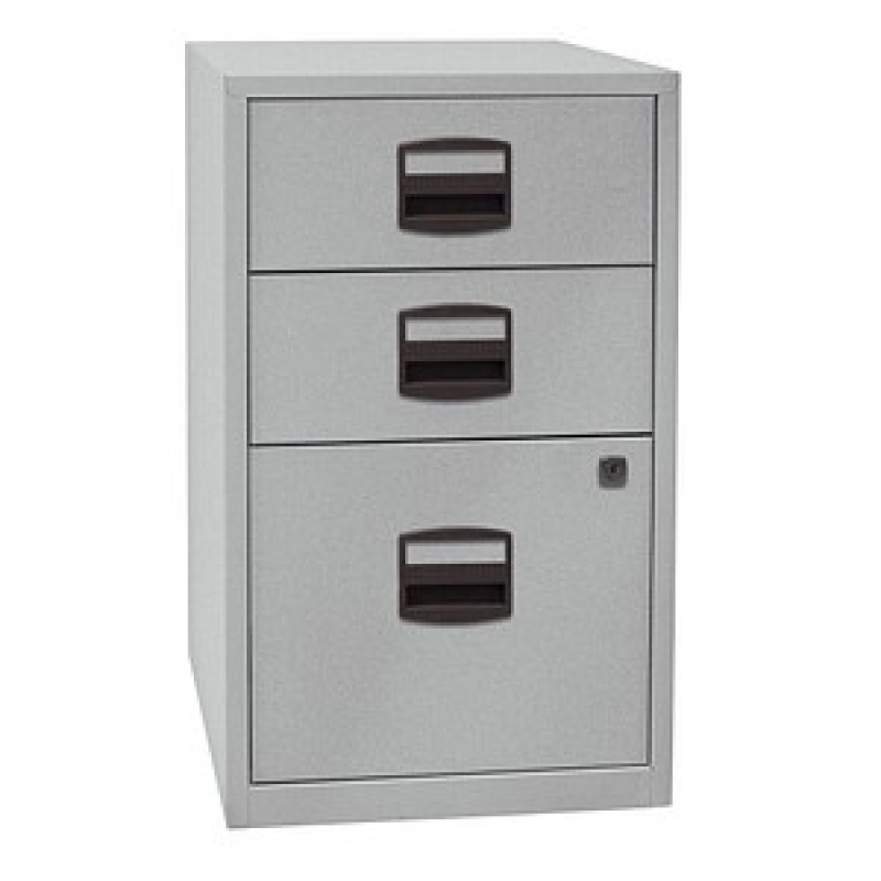 BISLEY Home Standcontainer silber 3 Auszüge Kunststoff-Muldengriff schwarz 41,3 x 40,0 x 67,2 cm – Bild 1 von 5