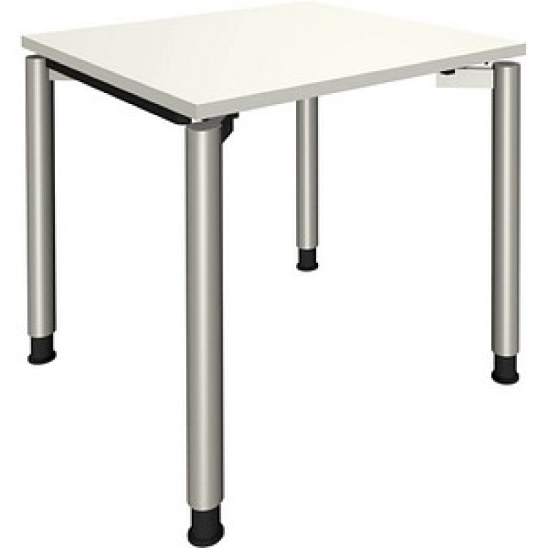 fm Sidney höhenverstellbarer Schreibtisch weiß rechteckig, 4-Fuß-Gestell Rundrohr silber 80,0 x 80,0 cm – Bild 1 von 2