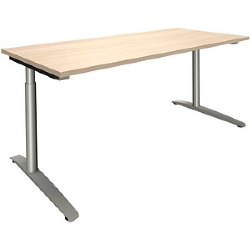 fm Sidney höhenverstellbarer Schreibtisch akazie rechteckig, C-Fuß-Gestell Rundrohr silber 180,0 x 80,0 cm – Bild 1 von 2