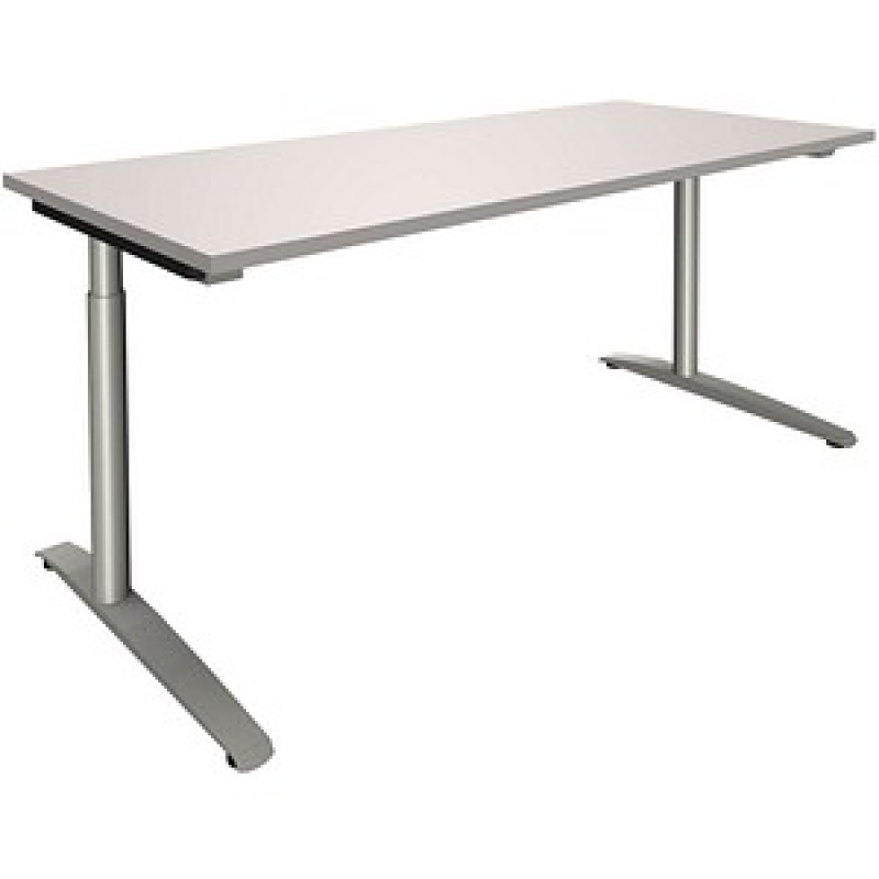 fm Sidney höhenverstellbarer Schreibtisch lichtgrau rechteckig, C-Fuß-Gestell Rundrohr silber 180,0 x 80,0 cm – Bild 1 von 2