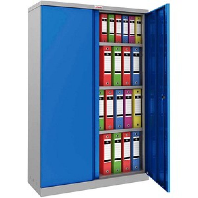 phoenix Stahlschrank SCL1491GBK grau, blau 3 Fachböden 91,5 x 37,0 x 140,0 cm, zerlegt, 1 St. – Bild 1 von 7