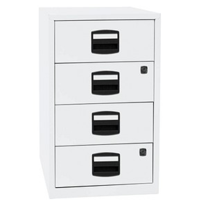BISLEY Home Standcontainer verkehrsweiß 4 Auszüge Kunststoff-Muldengriff schwarz 41,3 x 40,0 x 67,2 cm – Bild 1 von 5