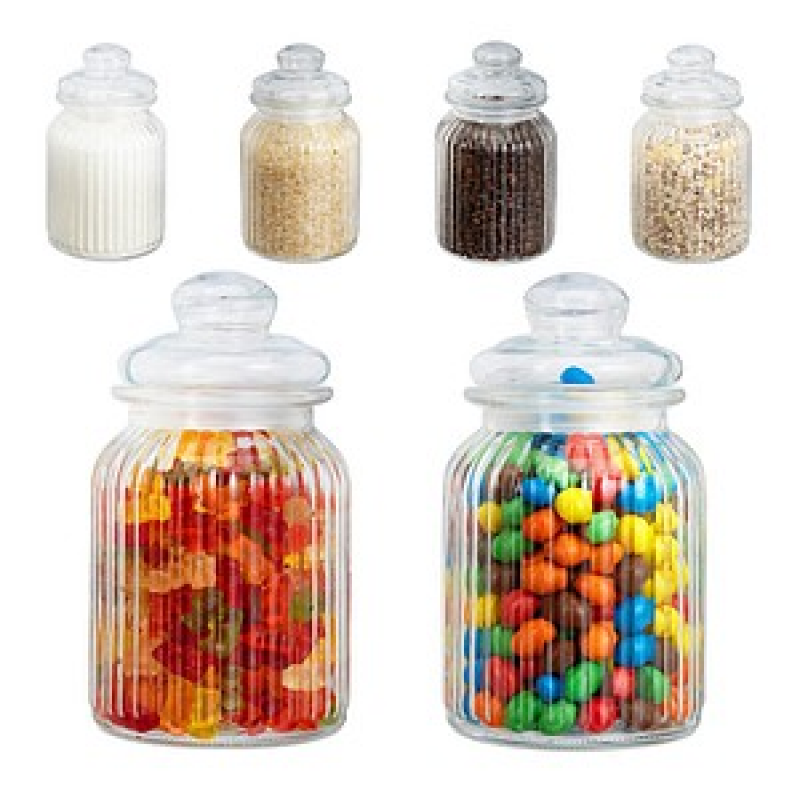 relaxdays Vorratsdosen-Set transparent 1,0 l, 1 Set – Bild 1 von 7
