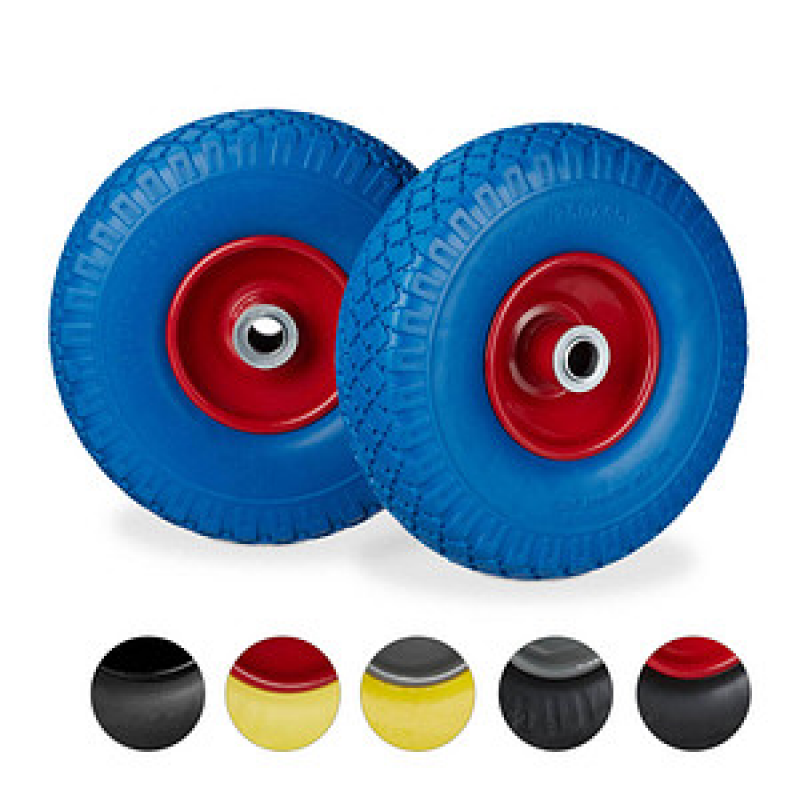 relaxdays Sackkarrenräder luftbereift blau, rot Stahl Felgen, Achse 2,0 cm – Bild 1 von 7