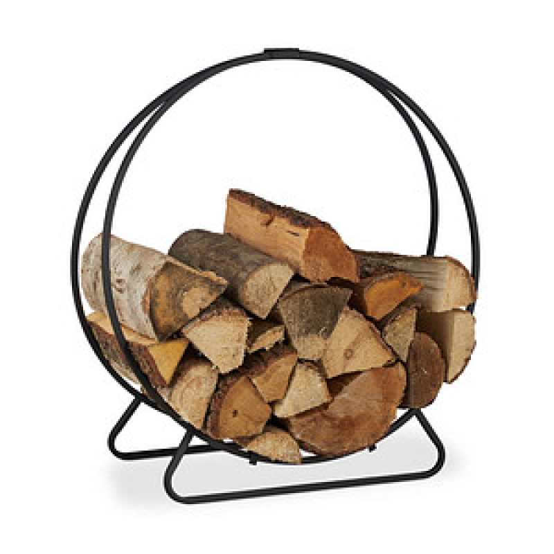 relaxdays Kaminholzkorb schwarz 61,0 x 26,0 x 65,0 cm, 1 St. – Bild 1 von 9