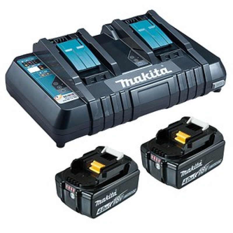 makita Werkzeugakkus mit Schnellladegerät Power Source Kit Lithium-Ionen 2x 4,0 Ah – Bild 1 von 3