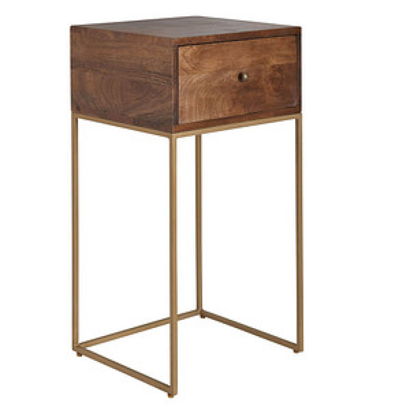 WOHNLING Nachttisch rechteckig Massivholz mango 40,0 x 35,0 x 75,5 cm, 1 St. – Bild 1 von 8