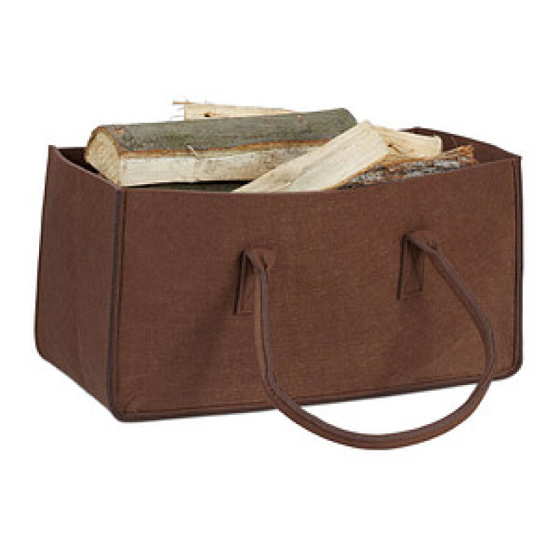 relaxdays Kaminholztasche 27,0 l braun 25,0 x 50,0 x 25,0 cm, 1 St. – Bild 1 von 8